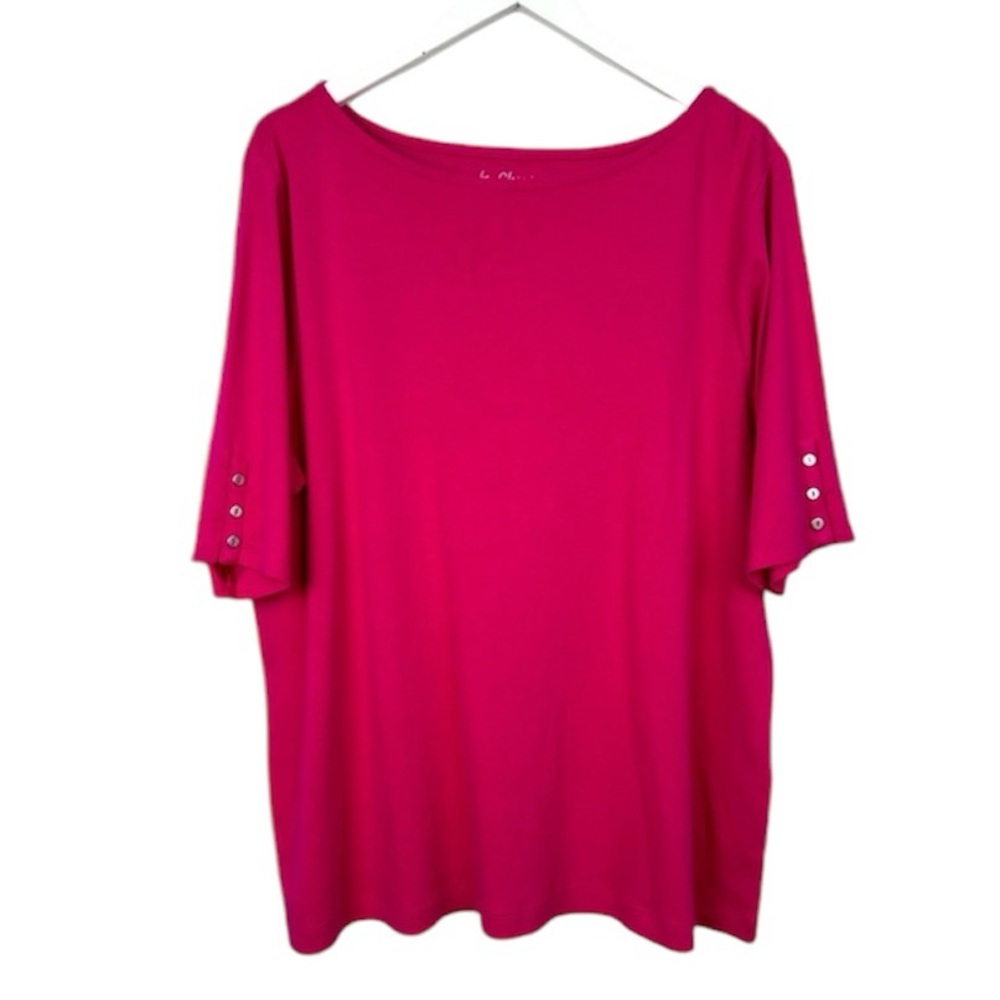 Chico’s Pink Basic Blouse Button Sleeve NWT NEW Size XXL